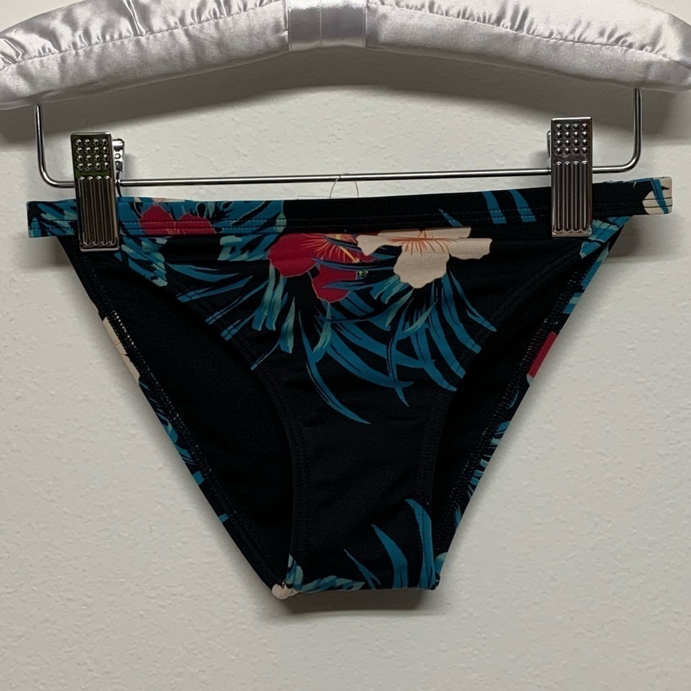 ROXY Girls Size 8 (S) Sunkissed Black Floral Bikini Swim Bottom NEW NWT